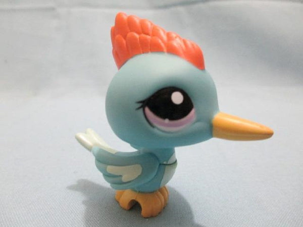 LITTLEST PET SHOP 1787 Woodpecker Blue Aqua Red Crest Purple Eyes Authentic Minor Wear Apr12j