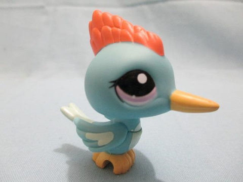 LITTLEST PET SHOP 1787 Woodpecker Blue Aqua Red Crest Purple Eyes Authentic Minor Wear Apr12j