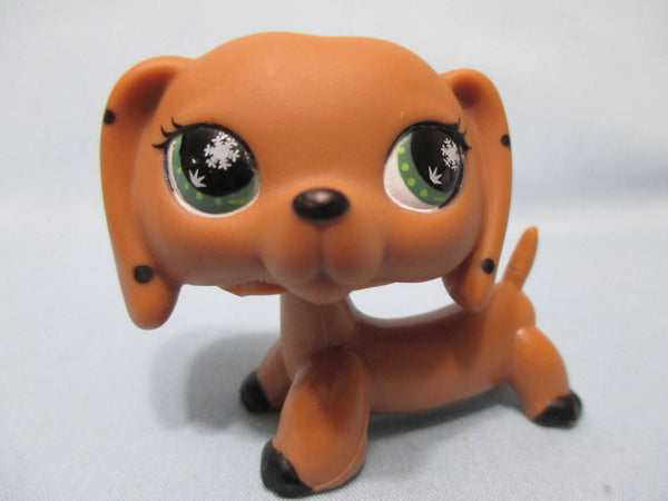 Littlest Pet Shop Monopoly Brown Dachshund Dachsund Duchshund Weiner Dog No Number Green Snowflake Eyes LPS Authentic Dec17ni