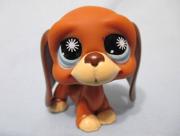 Littlest Pet Shop LPS Brown BASSET HOUND 808 Dog Authentic Dec8n