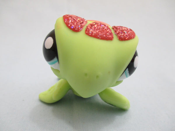 LIKE NEW Littlest Pet Shop Turtle Sparkle Aqua Eyes Glitters 2149 Authentic Lps Dec8n