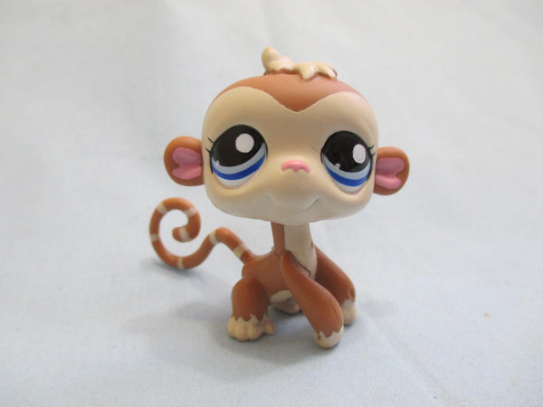 Littlest Pet Shop Brown Monkey Blue Eyes 1450 Authentic LPS Feb1ni