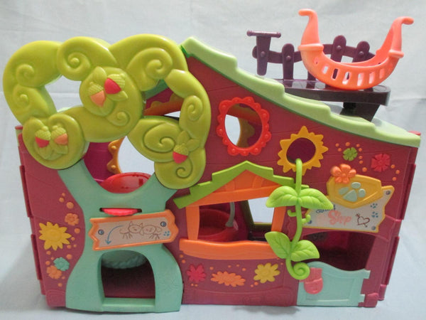 WW Littlest Pet Shop Club Tree house Treehouse Playset w Door Swing Slide Plant Accessories Authentic SEP05J
