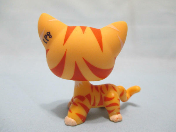 LIKE NEW Littlest Pet Shop Rare Shorthair Orange Tiger Stripe Wild Cat Kitten 1451 Authentic Lps SEE VIDEO DEC08J