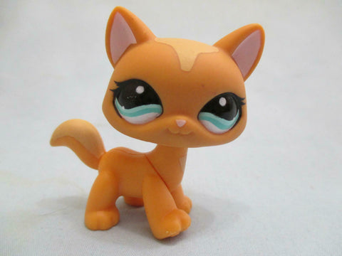 Littlest Pet Shop Brown Walking Shorthair Cat 1100 Teal Blue Eyes Authentic Lps FEB11J SEE VIDEO