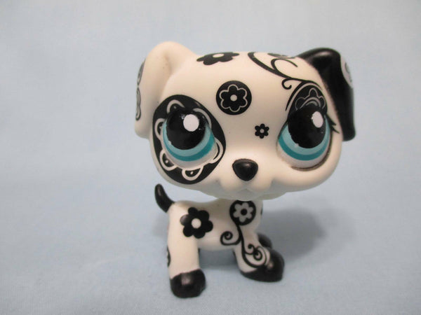 LIKE NEW LITTLEST PET SHOP BLACK WHITE FLOWER TATTOO DALMATIAN DOG PUPPY RESCUE TAILS 1613 AUTHENTIC LPS Nov30npoHG