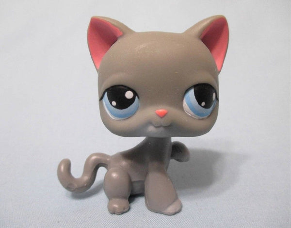 Littlest Pet Shop Paw Up 74 Gray Kitten Cat with Pink Collar Accessory Authentic APR19J